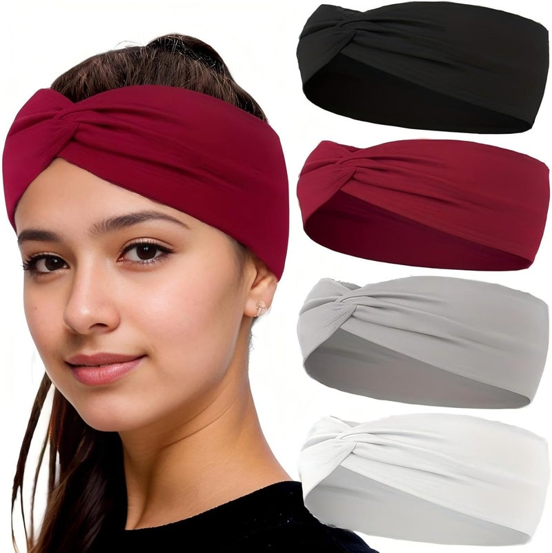 Luuao 12 Pcs Stretchy Sport Headbands for Women,Absorbed Sport Headband Soft Twist Knotted Headbands for Yoga, Workout Daily Life - Image 1